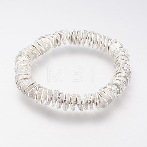 Brass Textured Beads Stretch Bracelets X-BJEW-D316-01-1