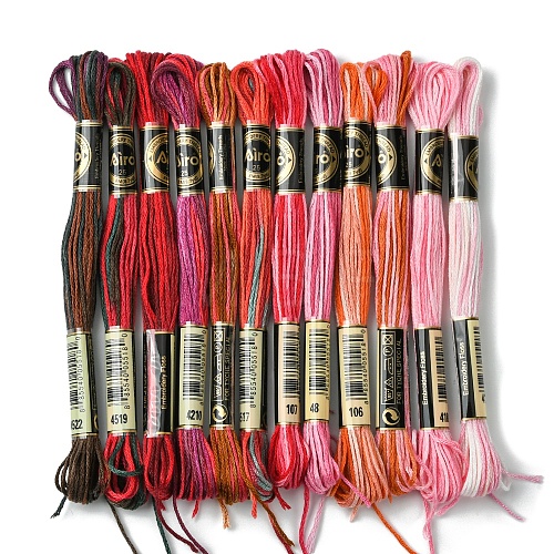 12 Skeins 12 Colors 6-Ply Polyester Embroidery Floss OCOR-FS0001-01A-02-1