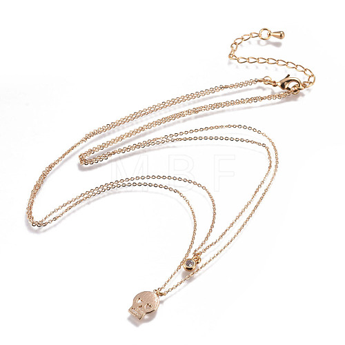 Brass Tiered Necklaces NJEW-JN02384-01-1