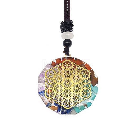 Orgonite Chakra Natural & Synthetic Mixed Stone Pendant Necklaces PZ4674-11-1