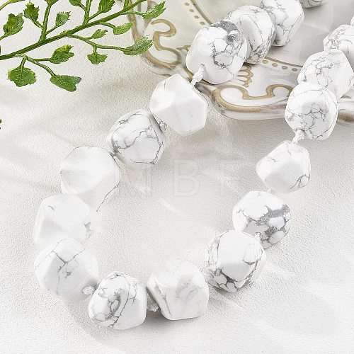 Natural Howlite Nuggets Beaded Necklaces for Women Men NJEW-K388-01N-1