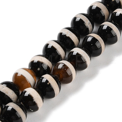 Natural Tibetan Striped Pattern dZi Agate Beads Strands G-B084-A04-02-1