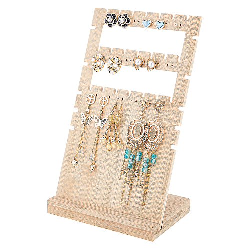 36-Hole 3-Row Wood Jewelry Display Stands EDIS-WH0016-007A-1