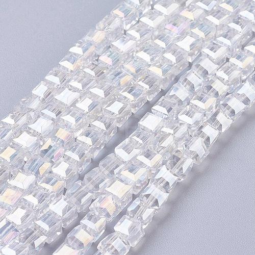 Electroplate Glass Beads Strands EGLA-D018-4x4mm-01-1