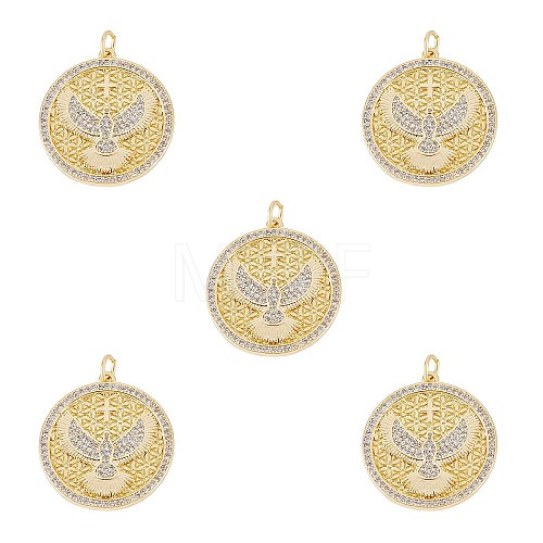 5Pcs Brass Micro Pave Clear Cubic Zirconia Pendants ZIRC-SZ0004-46-1