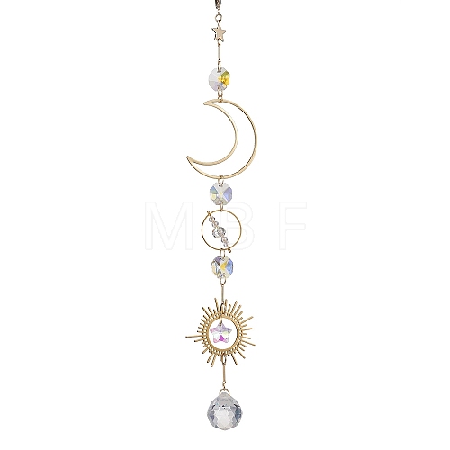 Brass Star Moon Pendant Decorations HJEW-TA00260-1