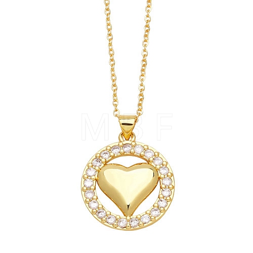 Brass Micro Pave Cubic Zirconia Pendant Necklaces PW-WG64309-02-1