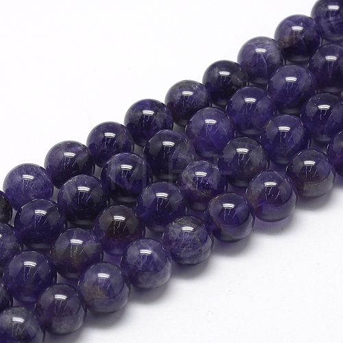 Natural Amethyst Beads Strands X-G-R446-10mm-21-1