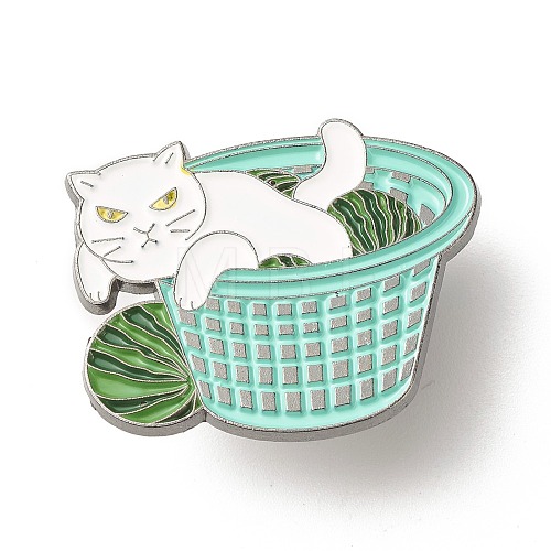 Cat with Watermelon Enamel Pin JEWB-C012-06B-1