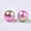 Rainbow ABS Plastic Imitation Pearl Beads OACR-Q174-10mm-08-2
