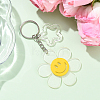 Sunflower with Smiling Face & Star Transparent Acrylic Keychains KEYC-YW00229-02-1