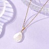 Baroque Natural Keshi Pearl Teardrop Pendant 304 Stainless Steel Cable Chain Necklaces for Women NJEW-JN05961-1