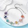 Chakra Brass Ring Link & Natural & Synthetic Mixed Gemstone Chips Beads Link Bracelets BJEW-TA00717-02-1