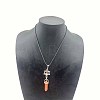 Synthetic Goldstone Merkaba Star with Double Terminated Point Pendant Necklaces for Women KL5824-4-1