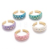 Brass Enamel Cuff Rings RJEW-I077-14G-1