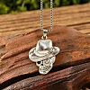 Halloween Zinc Alloy Cowbody Skull Pendant Necklaces for Unisex WGCDD93-01-2