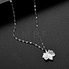 304 Stainless Steel Maple Leaf Pendant Dapped Chain Necklaces for Women WGBBABD-01-1
