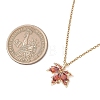 Brass Pave Cubic Zirconia Maple Leaf Pendant 304 Stainless Steel Cable Chain Necklaces for Women NJEW-JN05901-01-3