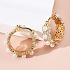 Flower Brass ABS Imitation Pearl Hoop Earrings EJEW-R016-22G-5