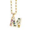 Brass Pave Colorful Cubic Zirconia Initial Pendant Necklaces FS-WG26597-13-1