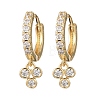 Three-Clover Brass Micro Pave Cubic Zirconia Hoop Earrings EJEW-Z159-01G-01-4