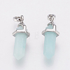 Brass Natural Amazonite Double Terminated Pointed Pendants KK-G343-11L-02P-2