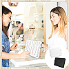 Velvet with Iron Slant Back Jewelry Necklace Organizer Display Stands ODIS-WH0079-111-5