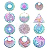48Pcs 12 Styles Ion Plating(IP) 201 Stainless Steel Filigree Pendants STAS-BY0001-08-2
