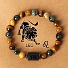 12 Constellations Natural Tiger Eye & Picture Jasper Round Beaded Stretch Bracelets for Men Women WG21EC3-07-1
