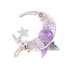 Natural Amethyst Round Chip Wire Wrapped Pendants X-PALLOY-TA00437-02-2