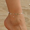 Cube Glass & Alloy Handmad Link Chain Anklets WG57D89-09-1