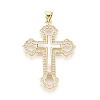 Brass Micro Pave Clear Cubic Zirconia Pendants KK-N268-89G-1