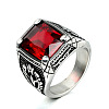 316L Stainless Steel & Cubic Zirconia Men's Vintage Carved Finger Rings FS-WG82D33-01-2