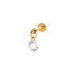 Titanium Alloy Cubic Zirconia 17 Gauge Flat Round Internally Threaded Labrets WG71E87-09-1