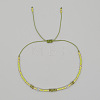 Bohemian Faceted Rondelle Natural Peridot and Glass Heishi Braided Bead Bracelets for Women FE7255-3-1