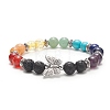 Natural & Synthetic Mixed Gemstone Round Beaded Stretch Bracelet BJEW-JB09261-2