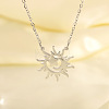304 Stainless Steel Sun Moon Star Pendant Necklaces for Women NJEW-B158-02P-1