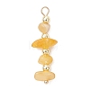 Natural Amber Chip with Round Electroplate Synthetic Non-magnetic Hematite Pendants PALLOY-JF05007-3