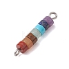 7 Chakra Mixed Gemstone Disc Beaded Connector Charms PALLOY-JF02744-01-4