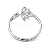 Non-Tarnish 304 Stainless Steel Hollow Lotus Adjustable Ring for Women LS-RJEW-M149-32P-2