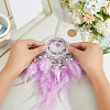 1Pc Natural Gemstone Chips Woven Net/Web with Feather Hanging Ornaments AJEW-CN0005-48B-7