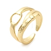 Oval Buckle Brass Double Layer Open Cuff Rings for Women RJEW-A046-04G-1