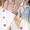 8Pcs 8 Colors Flower Brass & Glass Rhinestone Cufflinks FIND-CY0002-39-6