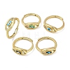 Brass Micro Pave Clear Cubic Zirconia Enamel Finger Rings for Women RJEW-L113-024G-4