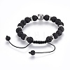 Adjustable Natural Lava Rock Braided Bead Bracelets BJEW-JB03976-2