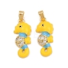 Brass Micro Pave Black Cubic Zirconia Pendants CU-CBA415D-08G-02-1