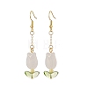 Acrylic Tulip with Glass Leaf Dangle Earrings EJEW-JE05212-3