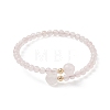 Natural Rose Quartz Beaded Cuff Bangles BJEW-JB13328-01-2