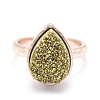 Electroplate Natural Druzy Quartz Crystal Finger Rings RJEW-I055-03RG-RS-2