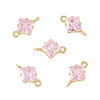 Brass Pave Cubic Zirconia Rhombus Connector Charms KK-P347-04G-2